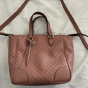 Authentic Gucci Microguccissima Small Bree Tote.Pink Leather. Gold tone hardware